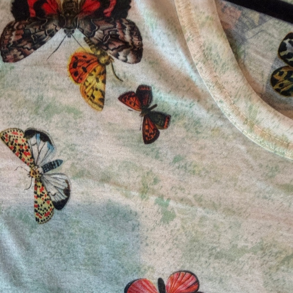 Zara Mint Tank Top with Multicolor Butterfly & Ladybug Motifs - Picture 3 of 6